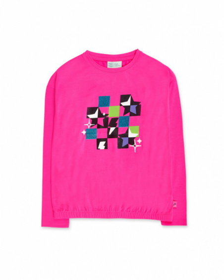 T-shirt en maille fuchsia pour fille K-Pop T-shirt en maille fuchsia pour fille K-Pop