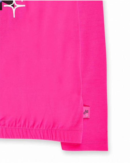 T-shirt en maille fuchsia pour fille K-Pop T-shirt en maille fuchsia pour fille K-Pop