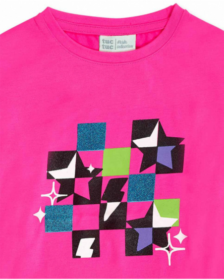 T-shirt en maille fuchsia pour fille K-Pop T-shirt en maille fuchsia pour fille K-Pop