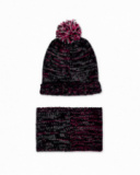 Bonnet et écharpe en tricot noir pour fille K-Pop Bonnet et écharpe en tricot noir pour fille K-Pop