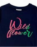 T-shirt bleu en maille fille Wild Flower T-shirt bleu en maille fille Wild Flower