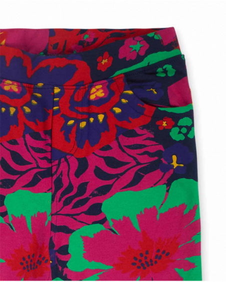 Legging peluche bleu pour fille Wild Flower Legging peluche bleu pour fille Wild Flower