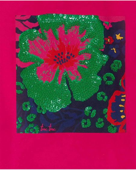 T-shirt en maille rose pour fille Wild Flower T-shirt en maille rose pour fille Wild Flower
