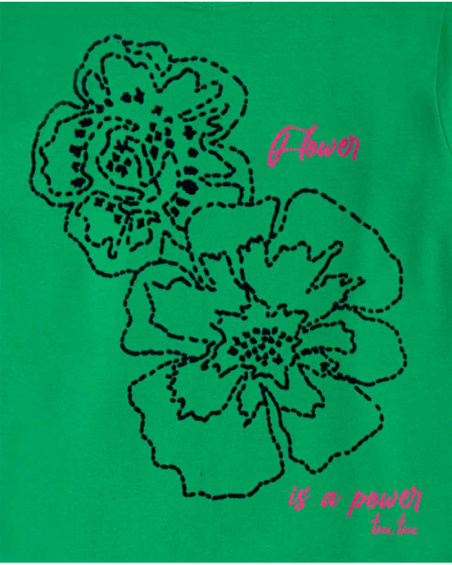 T-shirt en maille vert pour fille Wild Flower T-shirt en maille vert pour fille Wild Flower