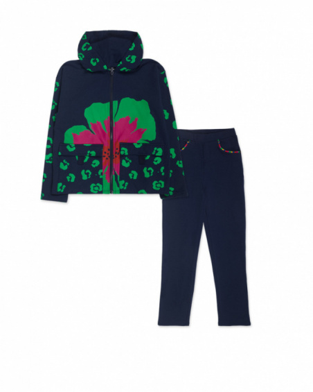 Ensemble peluche au tricot bleu pour fille Wild Flower