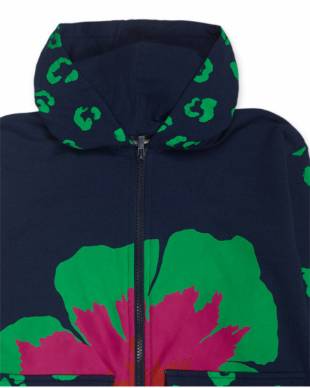 Veste peluche bleue pour fille Wild Flower Veste peluche bleue pour fille Wild Flower