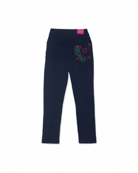 Legging peluche bleu fille Wild Flower Legging peluche bleu fille Wild Flower