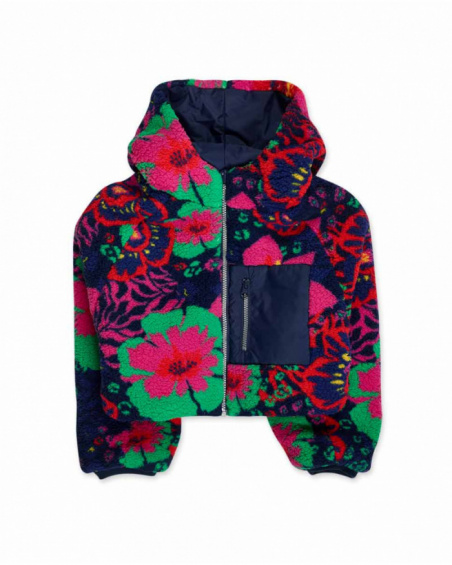 Parka réversible Wild Flower rose fille