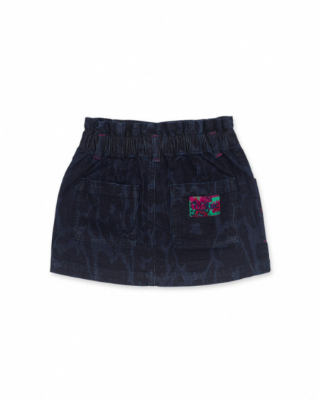 Jupe en jean Wild Flower bleu pour fille Jupe en jean Wild Flower bleu pour fille