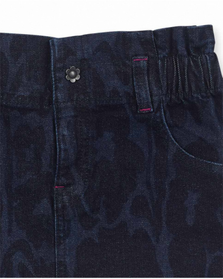 Jupe en jean Wild Flower bleu pour fille Jupe en jean Wild Flower bleu pour fille