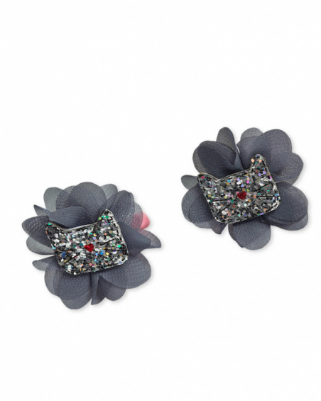 Lot de deux chouchous cheveux gris rose fille Cattitude Lot de deux chouchous cheveux gris rose fille Cattitude
