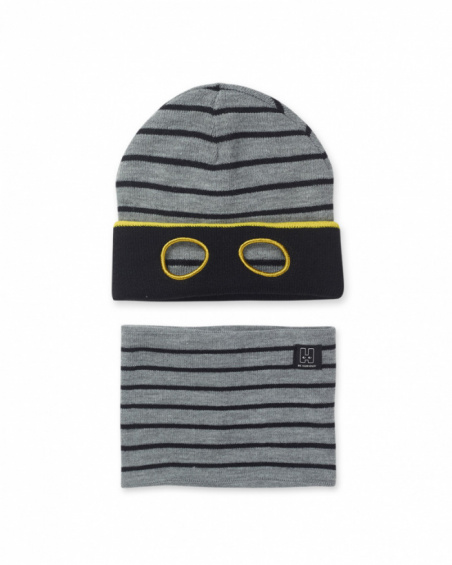 Bonnet et écharpe en tricot gris pour enfant