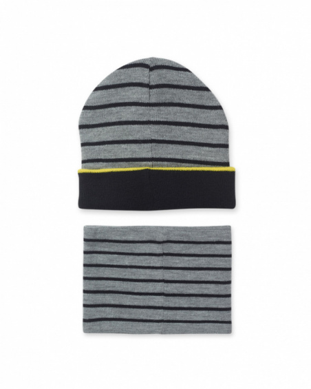 Bonnet et écharpe en tricot gris pour enfant