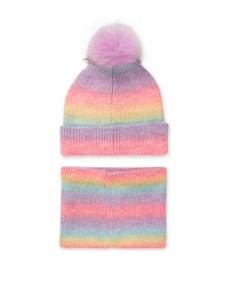 Bonnet et écharpe en tricot rose pour fille Digital Dreamer
