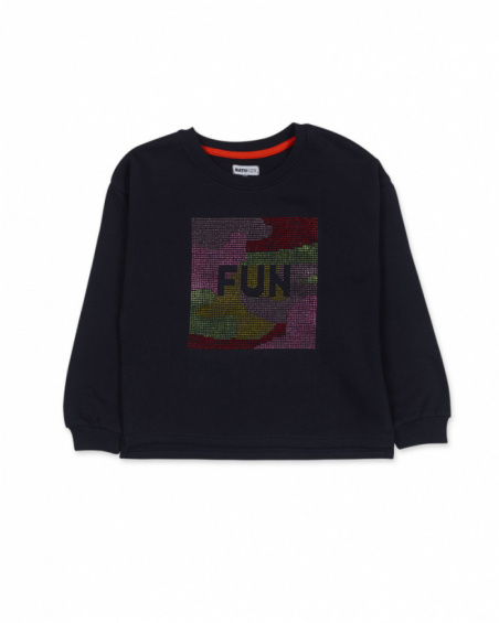 Sweat en tricot bleu pour fille Funky Mood