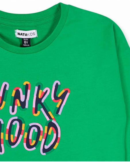 T-shirt long en tricot vert pour fille Funky Mood