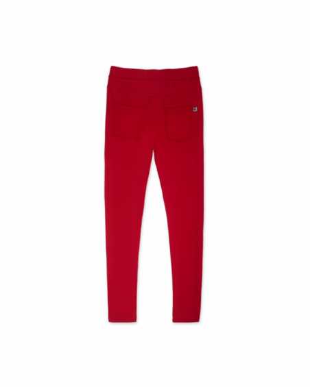 Legging en tricot rouge pour fille Basicos