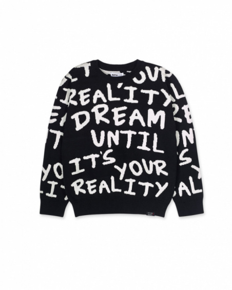 Pull en tricot noir pour garçon Let's Rock Together