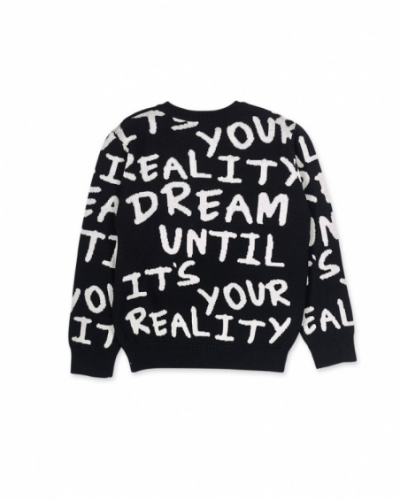Pull en tricot noir pour garçon Let's Rock Together Pull en tricot noir pour garçon Let's Rock Together