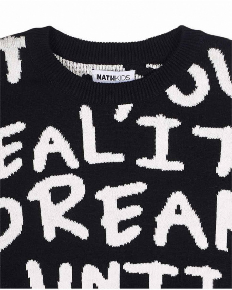 Pull en tricot noir pour garçon Let's Rock Together Pull en tricot noir pour garçon Let's Rock Together