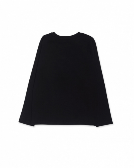 T-shirt en tricot noir pour garçon Let's Rock Together