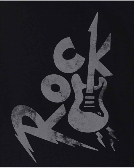 T-shirt en tricot noir pour garçon Let's Rock Together