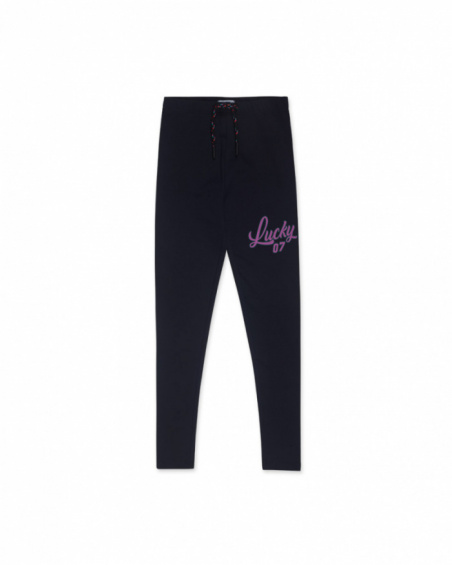 Legging en tricot bleu pour fille Love to Learn