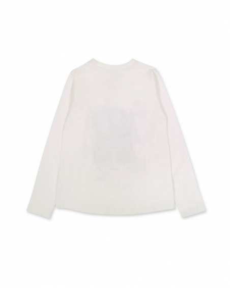 T-shirt fille en tricot blanc Love to Learn