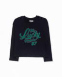 T-shirt fille en tricot bleu Love To Learn T-shirt fille en tricot bleu Love To Learn