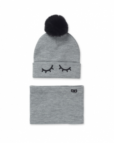 Bonnet et écharpe en tricot gris fille No Rules Bonnet et écharpe en tricot gris fille No Rules