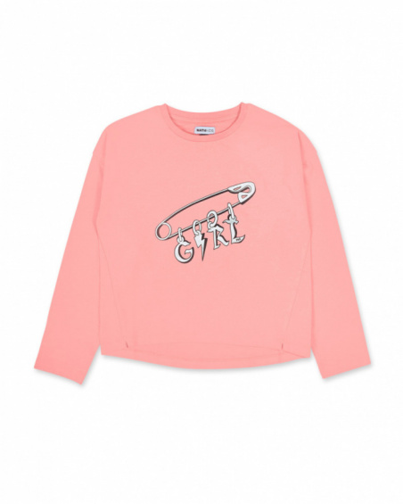 T-shirt en tricot rose fille No Rules