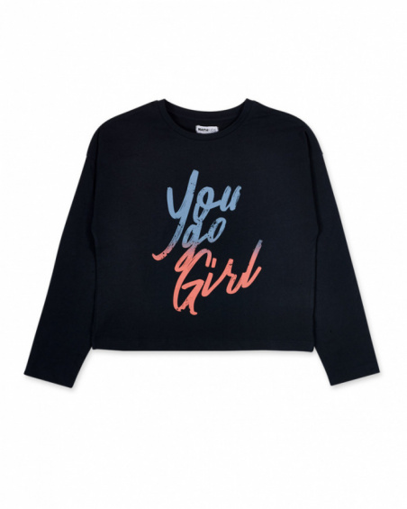 T-shirt en tricot noir fille No Rules T-shirt en tricot noir fille No Rules