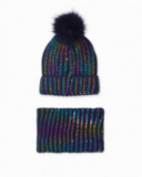 Bonnet et écharpe en tricot bleu fille Nocturne Bonnet et écharpe en tricot bleu fille Nocturne