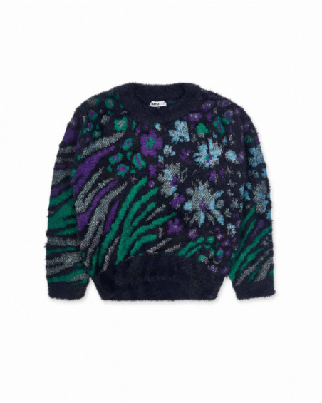 Pull en tricot imprimé fille Nocturne Pull en tricot imprimé fille Nocturne