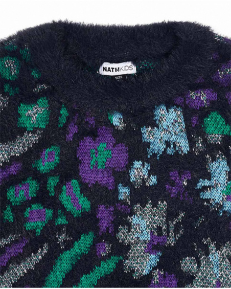 Pull en tricot imprimé fille Nocturne Pull en tricot imprimé fille Nocturne