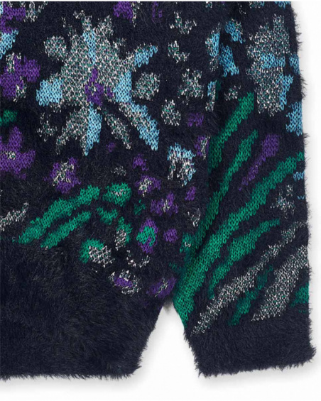 Pull en tricot imprimé fille Nocturne Pull en tricot imprimé fille Nocturne