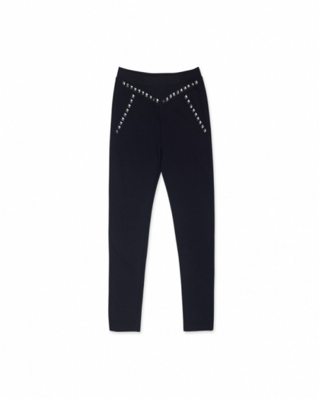 Legging en tricot bleu pour fille Nocturne