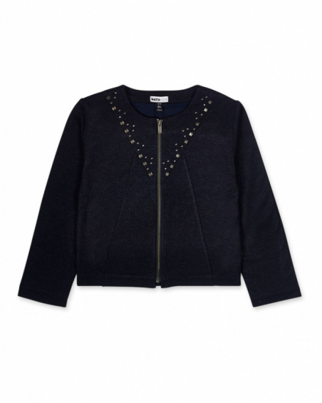 Veste en tricot bleu fille Nocturne