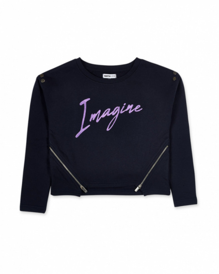 Sweat en tricot bleu fille Nocturne