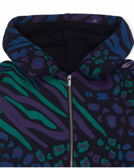 Sweat en tricot imprimé fille Nocturne