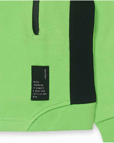 Sweat en tricot vert garçon SK8 PARK