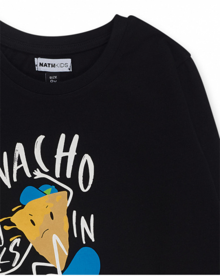 T-shirt en tricot noir garçon SK8 Park