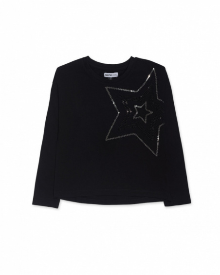 T-shirt en tricot noir fille Starlight