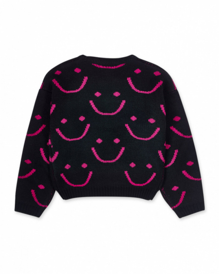 Pull en tricot noir fille The Happy World