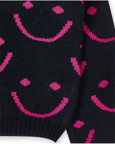 Pull en tricot noir fille The Happy World