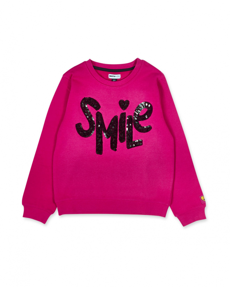 Sweat en tricot rose fille The Happy World
