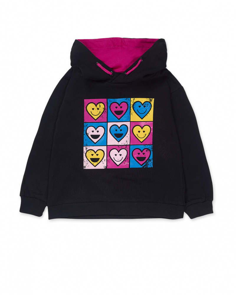 Sweat en tricot noir fille The Happy World