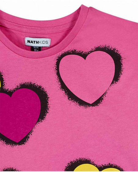 T-shirt en tricot rose fille de la collection The Happy World