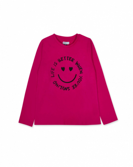 T-shirt en tricot rose pour fille de la collection The Happy T-shirt en tricot rose pour fille de la collection The Happy