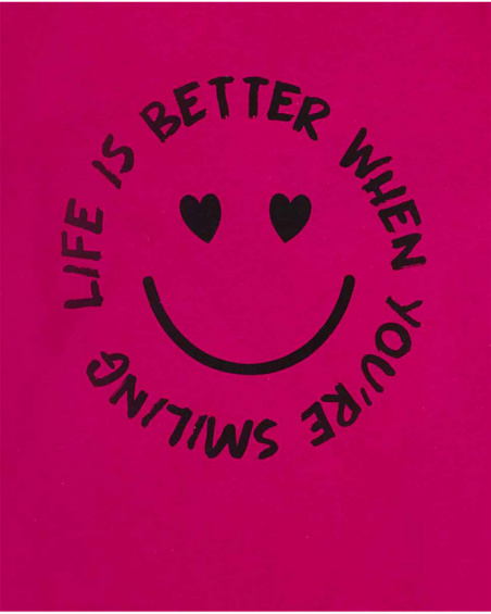 T-shirt en tricot rose pour fille de la collection The Happy T-shirt en tricot rose pour fille de la collection The Happy